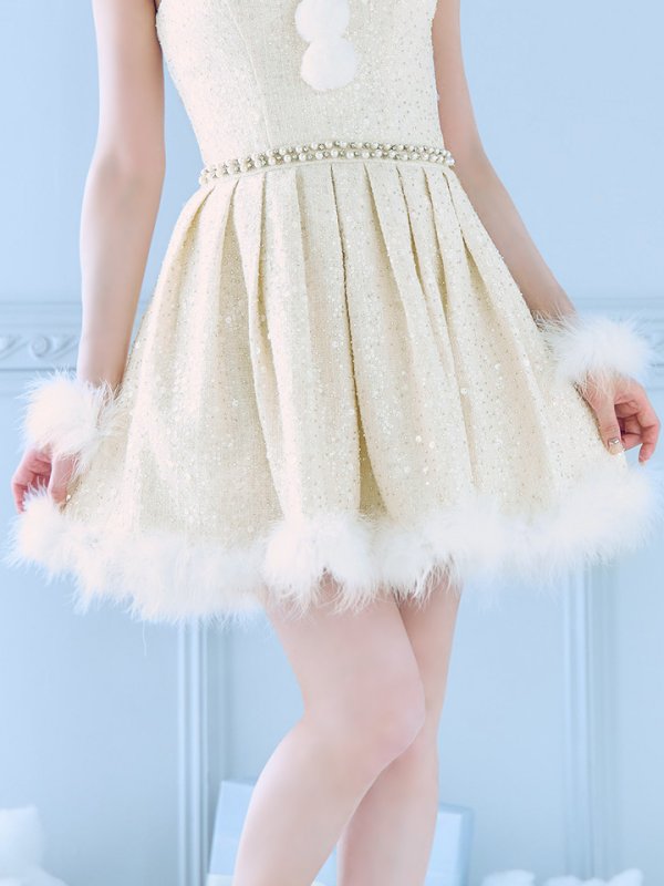 画像8: 【一部予約商品/11月中旬発送予定】【サンタコス 4点セット】【XS-XLサイズ/3カラー】ラメツイードミニワンピースサンタ[YMT] (8)