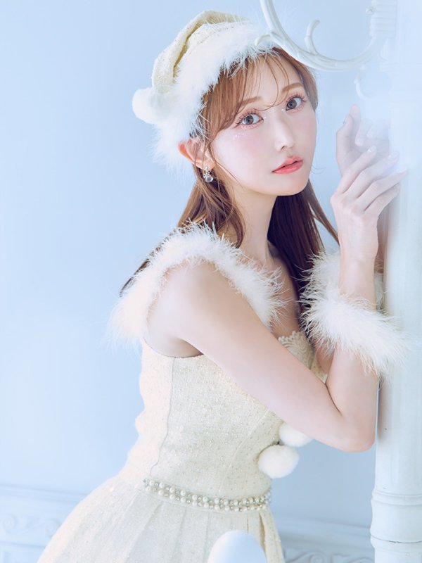 画像9: 【一部予約商品/11月中旬発送予定】【サンタコス 4点セット】【XS-XLサイズ/3カラー】ラメツイードミニワンピースサンタ[YMT] (9)