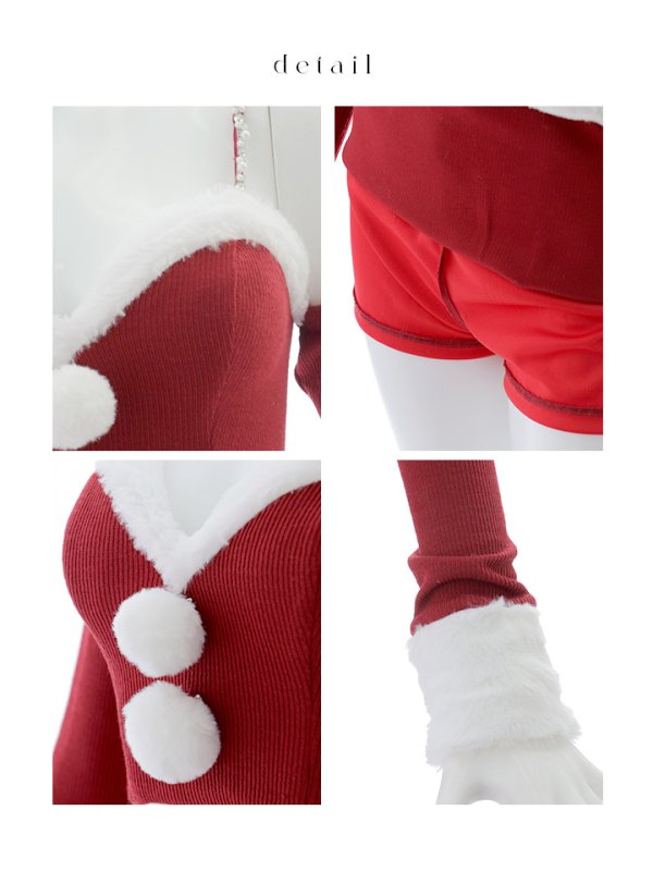 画像32: 【即日発送】【サンタコス 5点セット】【XS-Lサイズ/3カラー】オフショルダーロングスリーブセットアップサンタコスプレ[OF01] (32)