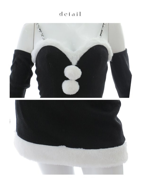 画像31: 【即日発送】【サンタコス 5点セット】【XS-Lサイズ/3カラー】オフショルダーロングスリーブセットアップサンタコスプレ[OF01] (31)