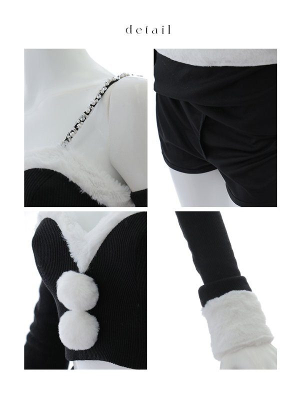 画像32: 【即日発送】【サンタコス 5点セット】【XS-Lサイズ/3カラー】オフショルダーロングスリーブセットアップサンタコスプレ[OF01] (32)