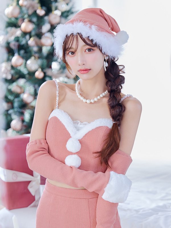 画像13: 【即日発送】【サンタコス 5点セット】【XS-Lサイズ/3カラー】オフショルダーロングスリーブセットアップサンタコスプレ[YMT] (13)