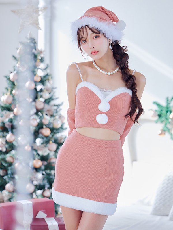画像10: 【即日発送】【サンタコス 5点セット】【XS-Lサイズ/3カラー】オフショルダーロングスリーブセットアップサンタコスプレ[YMT] (10)