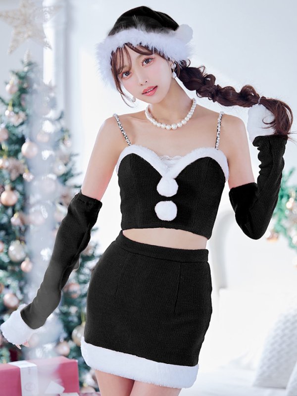 画像5: 【即日発送】【サンタコス 5点セット】【XS-Lサイズ/3カラー】オフショルダーロングスリーブセットアップサンタコスプレ[YMT] (5)
