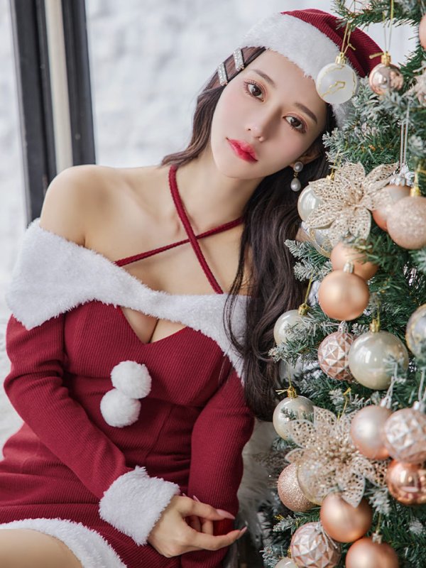 画像13: 【即日発送】【サンタコス 3点セット】【S-Lサイズ/1カラー】クロスネックバストオープンサンタコスプレ[OF01] (13)