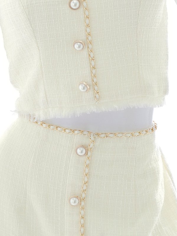 画像20: ツイードセットアップドレス/2ピース/チュール袖/パールボタン/谷間見せ/背中隠し/ミニドレス/キャバドレス 【S-XLサイズ/1カラー】[OF01A] 【SB】dzy (20)