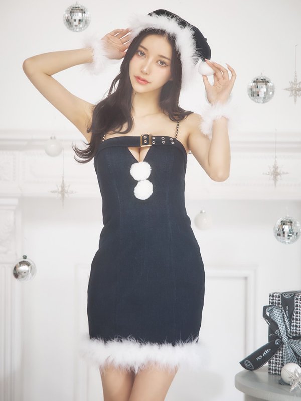 画像16: 【即日発送！】【サンタコス 4点セット】【XS-Mサイズ/1カラー】デニムキャミソールサンタコスプレ[YMT] (16)