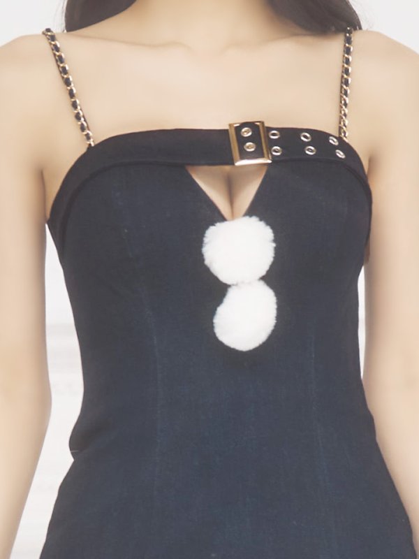 画像6: 【即日発送！】【サンタコス 4点セット】【XS-Mサイズ/1カラー】デニムキャミソールサンタコスプレ[YMT] (6)