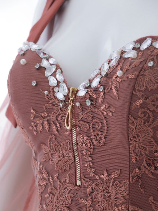 画像15: リボンショルダー刺繍レースドレス/チュール袖/スパンコール/ビジュー/マーメイド/谷間見せ/背中見せ/ミニドレス/キャバドレス【XS-Lサイズ/1カラー】[OF01A] 【SB】dzjo (15)