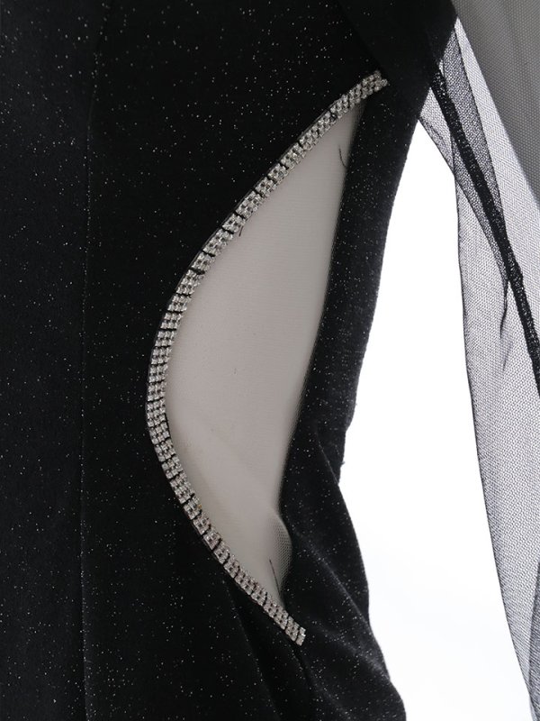 画像23: シアースリーブラメロングドレス/キャミソール/谷間見せ/背中見せ/スリット/ロングドレス/キャバドレス【S-Lサイズ/2カラー】[OF01A] 【SB】dzc (23)