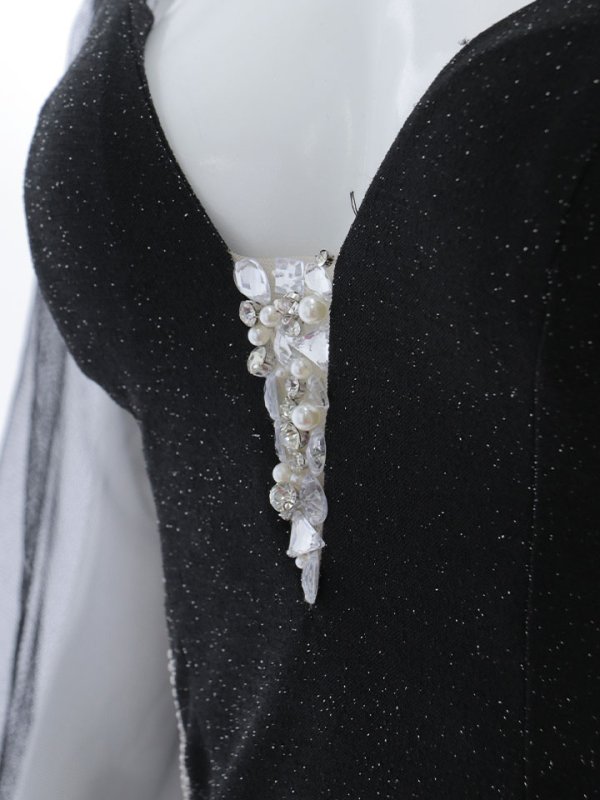 画像21: シアースリーブラメロングドレス/キャミソール/谷間見せ/背中見せ/スリット/ロングドレス/キャバドレス【S-Lサイズ/2カラー】[OF01A] 【SB】dzc (21)