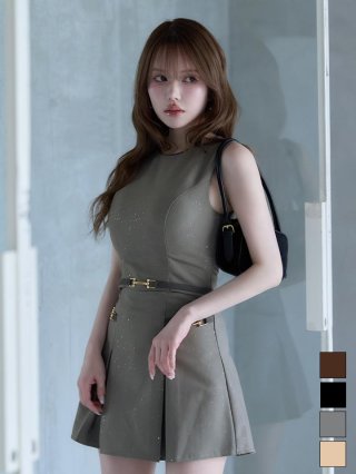 Jewels セットアップ ベージュ ナイトドレス フロントジップビジュー