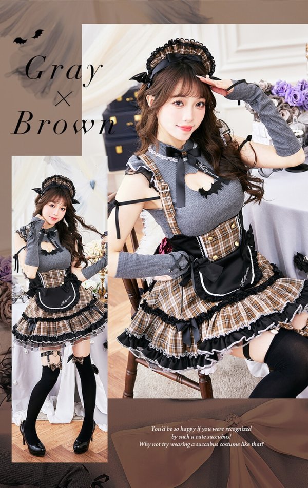 画像5: 【送料無料！】【ハロウィン】ガーリーロックサキュバスメイド【コスプレ11点SET】【Fサイズ】[OF03]モデル着用 (5)