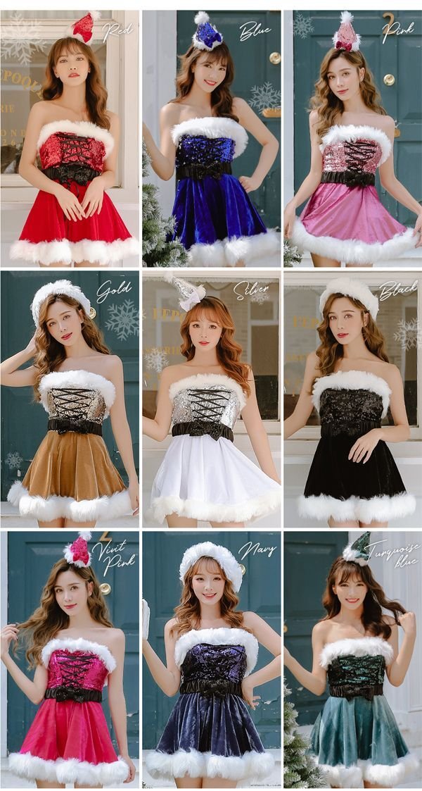 画像21: 【即日発送】【クリスマスコスプレ4点セット】【Malymoon/マリームーン】レースアップxウエストリボンサンタコスプレ【フリーサイズ/8カラー】[YMT] (21)