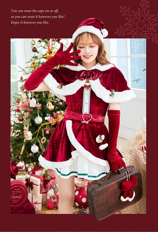 画像3: 【ノベルティ対象】【クリスマスコスプレ6点セット】【Malymoon/マリームーン】クリスマスベルケープサンタ【フリーサイズ/1カラー】[YMT] (3)
