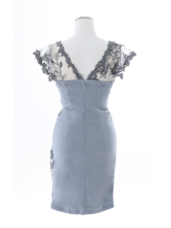 画像11: フラワー刺繍胸元シアーレースドレス/透け/谷間見せ/フリル/ベルト/キャバドレス/ミニドレス【XS-XLサイズ/1カラー】[OF03-U] 【YN】 (11)