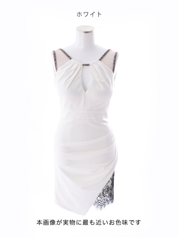 画像20: SALE!ビジュー/スリットレース/タイト/谷間見せ/透け/背中見せ/ノースリーブ/ミニドレス/ キャバドレス【S-Mサイズ/7カラー】[OF03-X] 【YN】dzw (20)