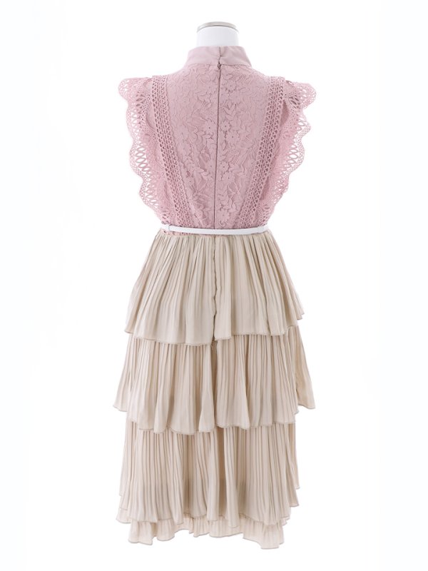 画像23: SALE!再入荷！バイカラーティアードワンピースドレス/レース/リボン/プリーツ/フレアー/ワンピース/ベルト/無地/胸元隠し/背中隠し/ミディアム丈/キャバドレス/パッド無し/【M-XLサイズ/1カラー】[OF03-X] 【YN】dz (23)