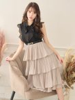 画像10: SALE!再入荷！バイカラーティアードワンピースドレス/レース/リボン/プリーツ/フレアー/ワンピース/ベルト/無地/胸元隠し/背中隠し/ミディアム丈/キャバドレス/パッド無し/【M-XLサイズ/1カラー】[OF03-X] 【YN】dz (10)