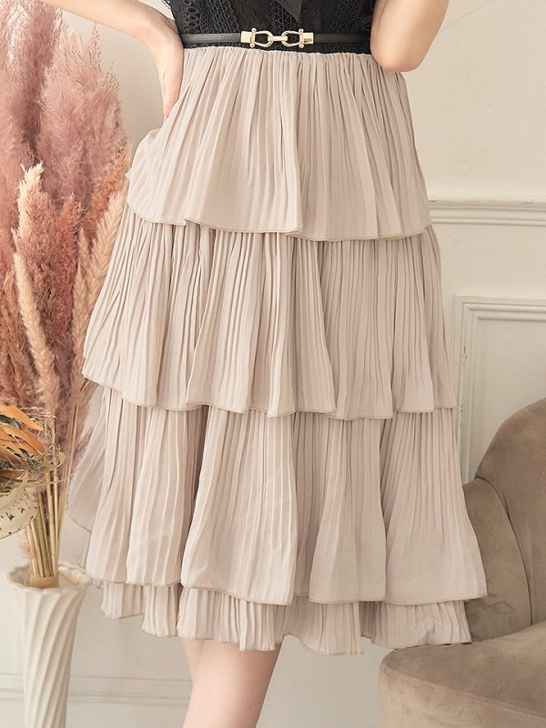 画像12: SALE!再入荷！バイカラーティアードワンピースドレス/レース/リボン/プリーツ/フレアー/ワンピース/ベルト/無地/胸元隠し/背中隠し/ミディアム丈/キャバドレス/パッド無し/【M-XLサイズ/1カラー】[OF03-X] 【YN】dz (12)