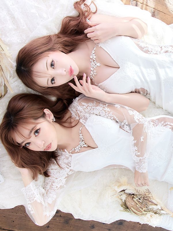 画像9: 選べる袖ドレス/フェイクシアー/ビジュー/スリットドレス /透け /刺繍/谷間見せ /ミニドレス /キャバドレス【S-Lサイズ/2タイプ】[OF03-X] 【YN】 (9)