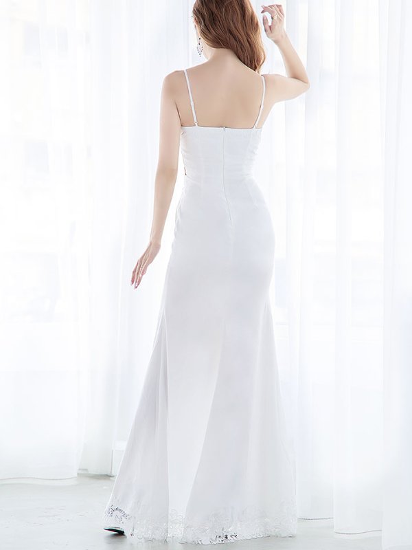 画像9: 花柄刺繍スピンドルスリットロングドレス /キャミソール/ノースリーブ/刺繍/透け/谷間見せ/タイト/ロングドレス /キャバドレス【S-Mサイズ/4カラー】[HC02] dzw (9)