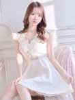 画像2: SALE!ホワイトレースフレアードレス/レース/ビジュー/ベルト/無地/ワンカラー/谷間見せ/フレアー/ミニドレス/キャバドレス【S-Lサイズ/1カラー】[OF03-X] 【YN】dz (2)
