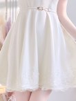 画像6: SALE!ホワイトレースフレアードレス/レース/ビジュー/ベルト/無地/ワンカラー/谷間見せ/フレアー/ミニドレス/キャバドレス【S-Lサイズ/1カラー】[OF03-X] 【YN】dz (6)