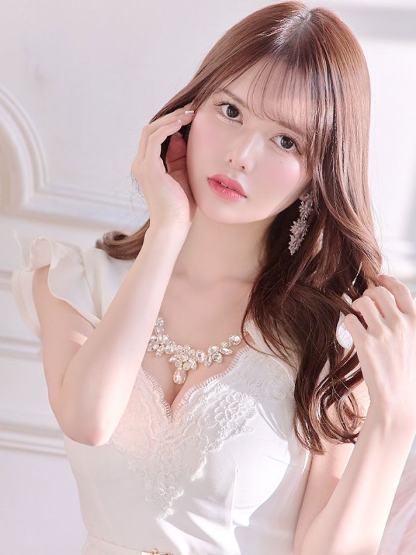 画像8: SALE!ホワイトレースフレアードレス/レース/ビジュー/ベルト/無地/ワンカラー/谷間見せ/フレアー/ミニドレス/キャバドレス【S-Lサイズ/1カラー】[OF03-X] 【YN】dz (8)