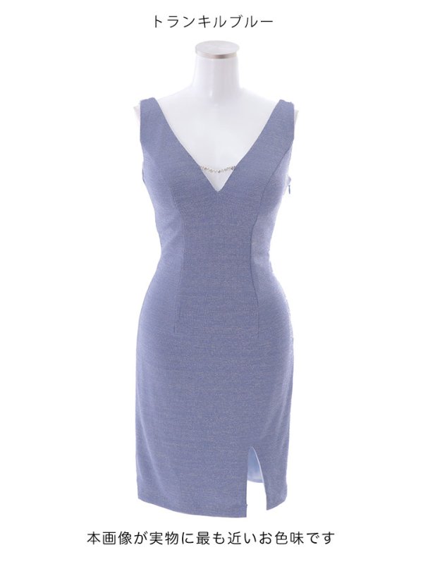画像21: バックビジューラメドレス/ノースリーブ/ストレッチ/スリット/ワンカラー/背中見せ/タイト/ ミニドレス/ キャバドレス【XS-Mサイズ/3カラー】[HC02-U] 【YN】dz (21)