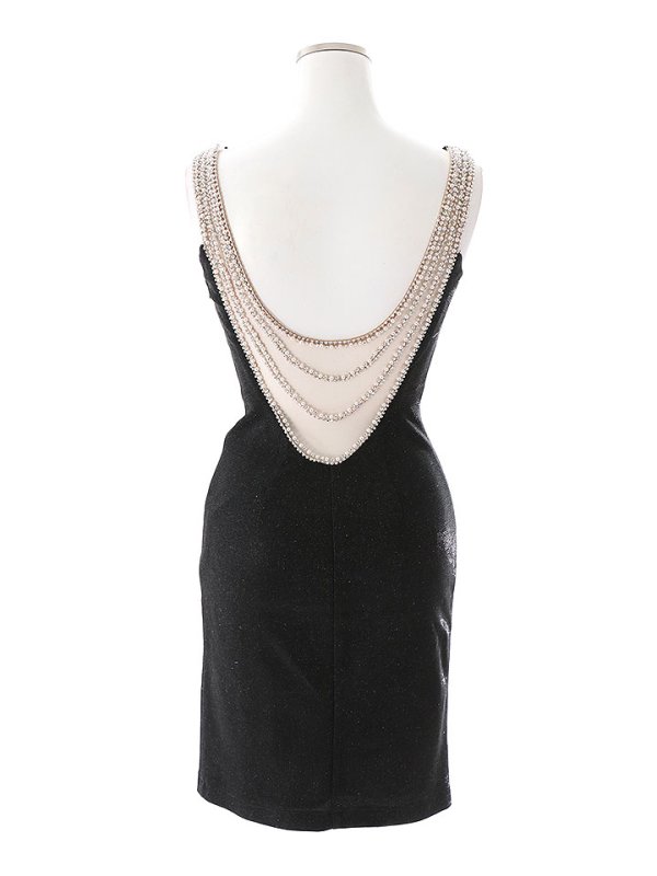 画像23: バックビジューラメドレス/ノースリーブ/ストレッチ/スリット/ワンカラー/背中見せ/タイト/ ミニドレス/ キャバドレス【XS-Mサイズ/3カラー】[HC02-U] 【YN】dz (23)