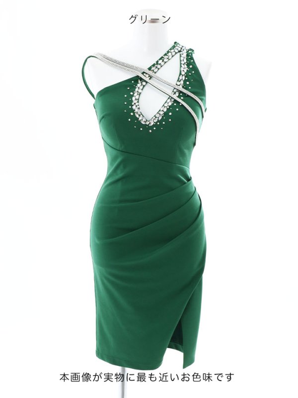 画像33: SALE!【新色登場！】ワンショルダーデコルテビジュードレス/ワンカラー/ストレッチ/ノースリーブ/谷間魅せ/タイト/ミニドレス/キャバドレス【S-Mサイズ/5カラー】[HC02-U] 【YN】dzw (33)