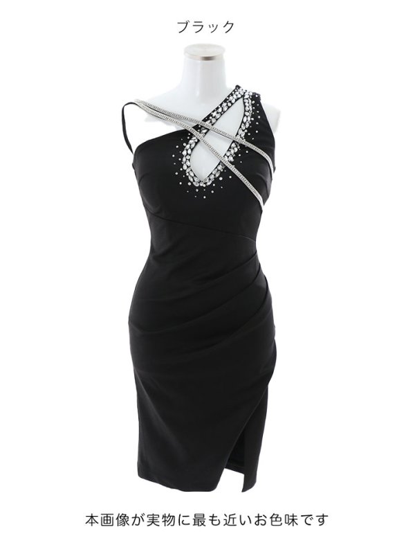 画像32: SALE!【新色登場！】ワンショルダーデコルテビジュードレス/ワンカラー/ストレッチ/ノースリーブ/谷間魅せ/タイト/ミニドレス/キャバドレス【S-Mサイズ/5カラー】[HC02-U] 【YN】dzw (32)