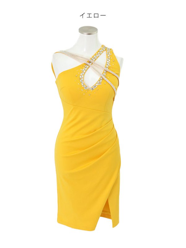 画像31: SALE!【新色登場！】ワンショルダーデコルテビジュードレス/ワンカラー/ストレッチ/ノースリーブ/谷間魅せ/タイト/ミニドレス/キャバドレス【S-Mサイズ/5カラー】[HC02-U] 【YN】dzw (31)