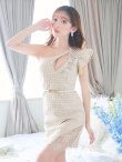 画像5: 【スプリングセール！】SALE!再入荷!ワンショルダーデコルテ刺繍ドレス/ツイード/フェイクスリット/谷間魅せ/ミニドレス/キャバドレス【S-Lサイズ/2カラー】[OF03-X] 【YN】 (5)