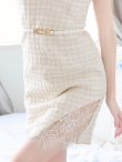 画像7: 【スプリングセール！】SALE!再入荷!ワンショルダーデコルテ刺繍ドレス/ツイード/フェイクスリット/谷間魅せ/ミニドレス/キャバドレス【S-Lサイズ/2カラー】[OF03-X] 【YN】 (7)
