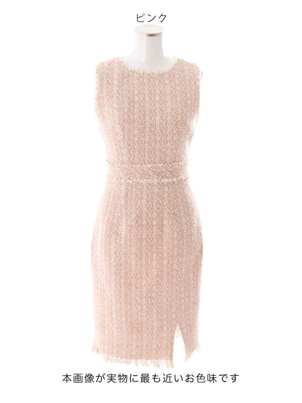 画像35: SALE!ノースリーブツイードドレス/スリット/胸元隠し/背中隠し/ミニドレス/キャバドレス/ワンピース【S-Lサイズ/9カラー】[OF03] 【YN】 (35)