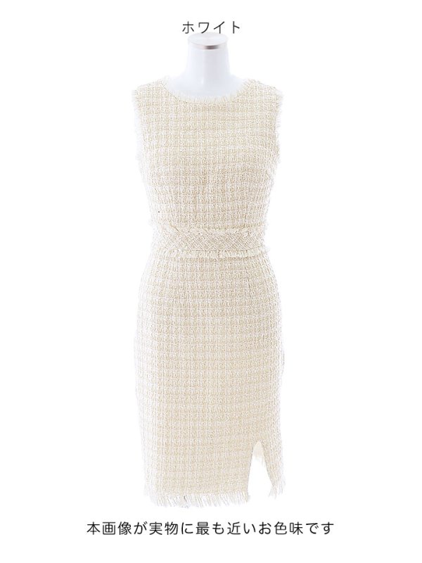 画像41: SALE!ノースリーブツイードドレス/スリット/胸元隠し/背中隠し/ミニドレス/キャバドレス/ワンピース【S-Lサイズ/9カラー】[OF03] 【YN】 (41)
