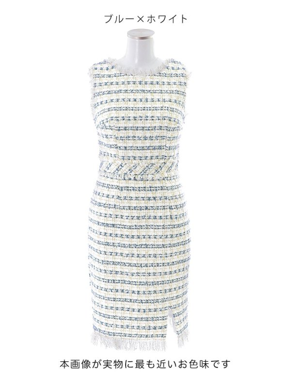 画像38: SALE!ノースリーブツイードドレス/スリット/胸元隠し/背中隠し/ミニドレス/キャバドレス/ワンピース【S-Lサイズ/9カラー】[OF03] 【YN】 (38)