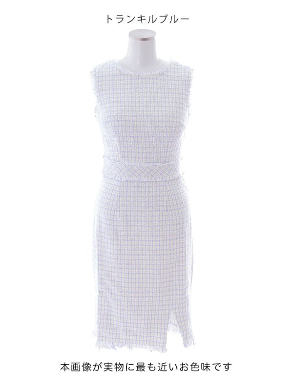 画像36: SALE!ノースリーブツイードドレス/スリット/胸元隠し/背中隠し/ミニドレス/キャバドレス/ワンピース【S-Lサイズ/9カラー】[OF03] 【YN】 (36)