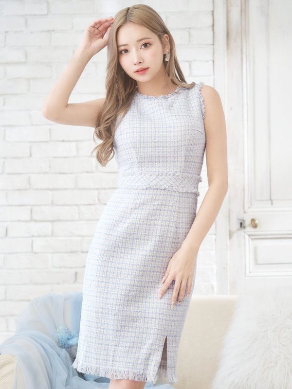 画像10: SALE!ノースリーブツイードドレス/スリット/胸元隠し/背中隠し/ミニドレス/キャバドレス/ワンピース【S-Lサイズ/9カラー】[OF03] 【YN】 (10)