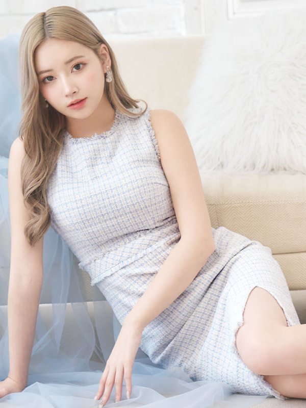 画像22: SALE!ノースリーブツイードドレス/スリット/胸元隠し/背中隠し/ミニドレス/キャバドレス/ワンピース【S-Lサイズ/9カラー】[OF03] 【YN】 (22)