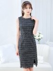 画像12: SALE!ノースリーブツイードドレス/スリット/胸元隠し/背中隠し/ミニドレス/キャバドレス/ワンピース【S-Lサイズ/9カラー】[OF03] 【YN】dzw (12)