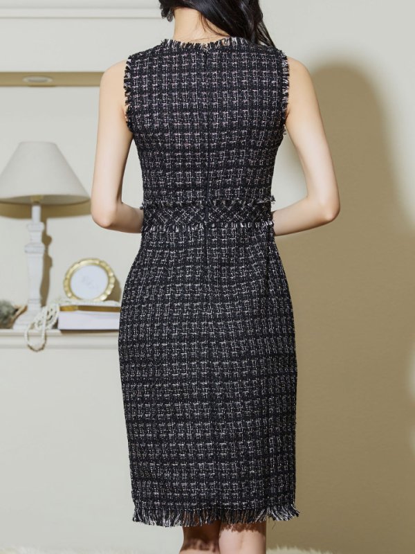 画像16: SALE!ノースリーブツイードドレス/スリット/胸元隠し/背中隠し/ミニドレス/キャバドレス/ワンピース【S-Lサイズ/9カラー】[OF03] 【YN】 (16)