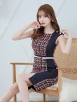 画像18: SALE!バイカラーツイードノースリーブワンピースドレス/チェック柄/ツイード/ノースリーブ/胸元隠し/背中隠し/タイト/ミディアム/キャバドレス/パッド無し/ミニドレス【S-Lサイズ/3カラー】[OF03-X] 【YN】dzw (18)