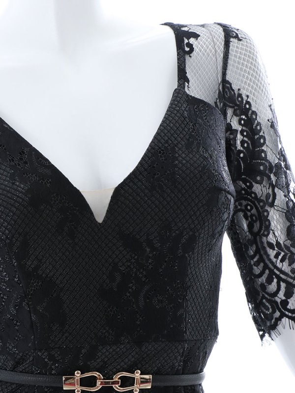 画像19: SALE!新色登場!総レース/ベルト/深Vカット/谷間魅せ/背中魅せ/ロングスリーブ/タイト/キャバドレス/ミニドレス【S-Lサイズ/3カラー】[HC02-U]【YN】 (19)