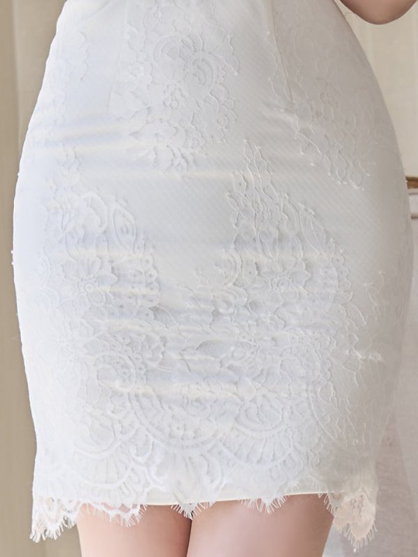 画像7: SALE!再入荷!総レース/ベルト/深Vカット/谷間魅せ/背中魅せ/ロングスリーブ/タイト/キャバドレス/ミニドレス【S-Lサイズ/3カラー】[HC02-U]【YN】 (7)