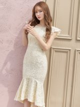 SALE!【sifeel/シフィール】刺繍レース/フリル/胸元隠し/背中隠し/ワンピース/マーメイドスカート/キャバドレス/パッド無し/ミディアムドレス【S-XLサイズ/1カラー】[OF03-X] 【YN】dzc