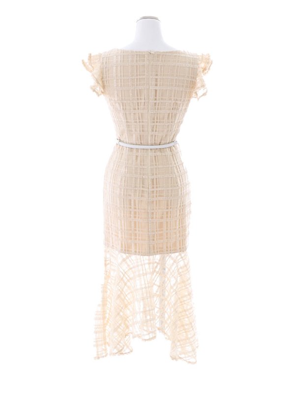 画像16: 【sifeel/シフィール】チェック柄レース/フリル/ベルト付/背中隠し/ワンピース/マーメイドスカート/キャバドレス/ミディアムドレス【S-XLサイズ/2カラー】[OF03-X] 【YN】 (16)