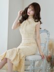 画像3: SALE!Lサイズあり!! マーメイド/ リボンネック/ フラワーレース/ ノースリーブ/ ワンピース/ ミモレ丈/ タイト/ ミディアムドレス/ キャバドレス/パッド無し/[OF03-X] (3)